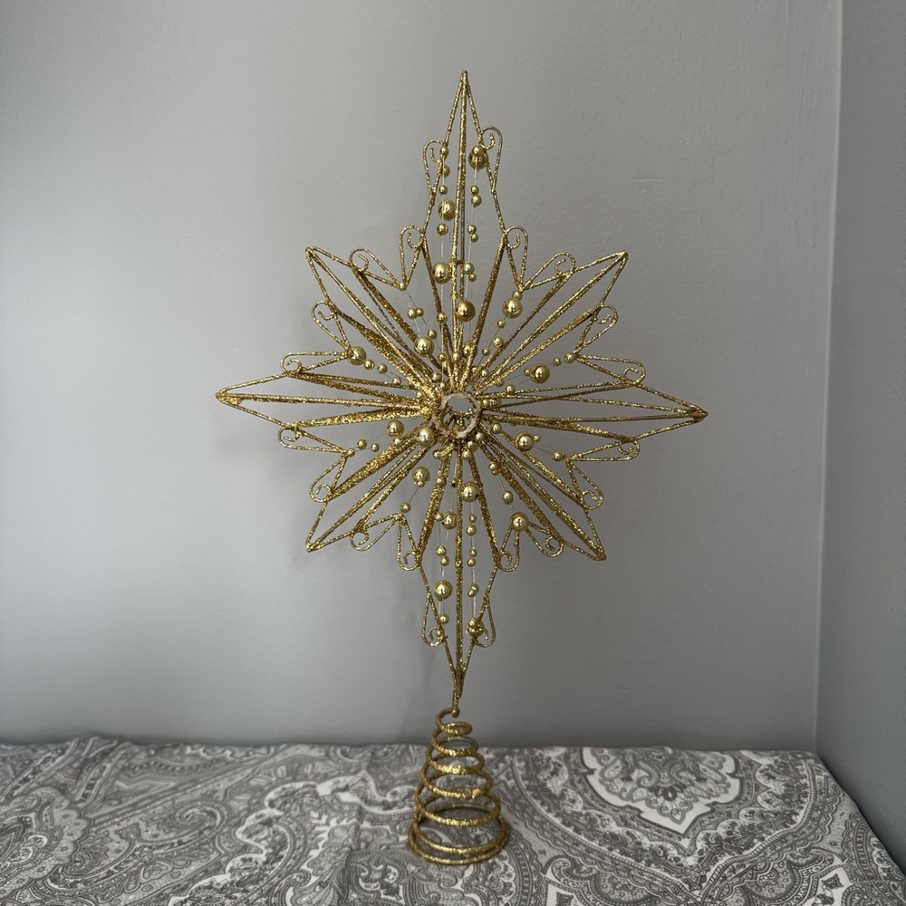 Gold Holiday Star Tree Topper